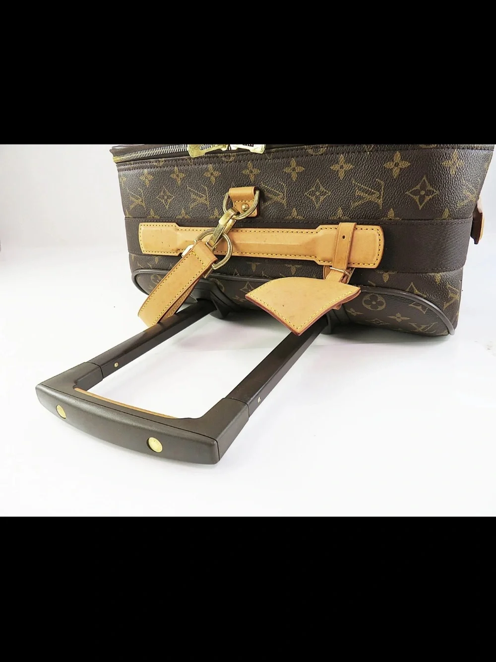 Louis Vuitton Brown Monogram Rolling Suitcase with Tan Accents